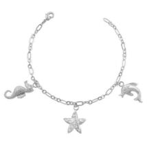 Precious Stars Silvertone Seashore Charm Chain Bracelet - $25.50