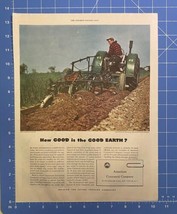 Vintage Print Ad Cyanamid Man Plowing Field New York NY Fertilizer 13.5&quot;... - $14.69