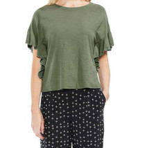 Vince Camuto Womens Cotton Ruffled Sleeve Top Color Canopy Green Size 2XS - £53.94 GBP
