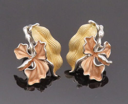 925 Sterling Silver Vintage Earrings ROSS SIMONS Dried Fall Leaves  EG12864 - £68.04 GBP