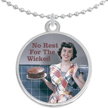 No Rest For The Wicked Round Pendant Necklace Beautiful Fashion Jewelry - £8.60 GBP