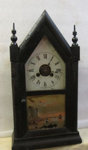 NEW HAVEN Jerome &amp; Company Gothic Steeple Clock Maple Mahogany 1880&#39;S - $203.92