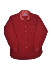 Vintage Pendleton Wool Flannel Shirt Mens M Solid Red Made in USA Button Up - £42.58 GBP