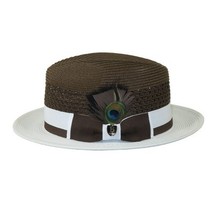 Men's Bruno Capelo Belvedere 2-Tone Straw Style Fedora Hat BD968 Brown/White image 6