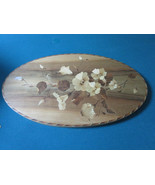 MARQUETRY INLAID OVAL TRAY WALL DECOR MADE IN LATVIA 19 X 12&quot;  - $124.73