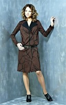 Europ EAN Work Dress Brown Blouson Style Belted Long Sleeves S M L Xl - £76.32 GBP