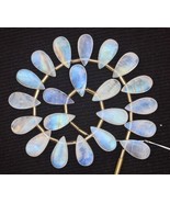 Natural 20 pieces smooth pear Rainbow Moonstone gemstone briolette bead,... - £86.52 GBP