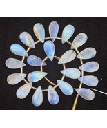 Natural 20 pieces smooth pear Rainbow Moonstone gemstone briolette bead,... - £86.13 GBP