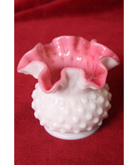 Vintage Fenton Fluted Milk Glass with Pink Interior Vase - £29.89 GBP