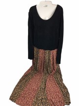 Vintage Maxi Dress Velour Top Smith Hawken Floral Cottagecore Boho pleated L - £31.50 GBP