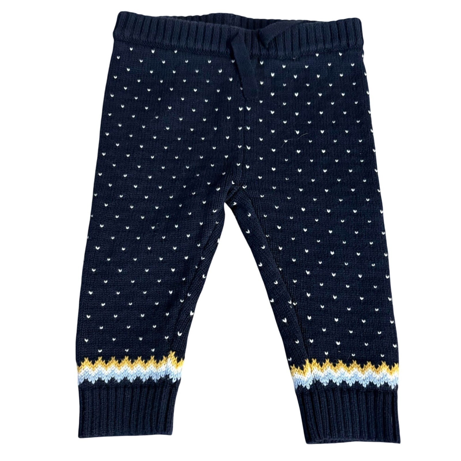 Janie And Jack Baby Knit Blue Polka Dot Pants 6-12 Months Cotton Blend - $14.40
