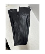 SPANX Leggings Black Coated Faux Leather 2437 Ankle Length Women&#39;s Size ... - $61.61 CAD
