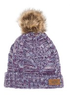 Multi Lavender - Beanie Women&#39;s Winter Fleece Fuzzy Lined Knitted PomPom - £20.43 GBP