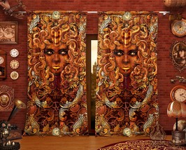 Steampunk Medusa Curtains, Neutral face, Victorian Goth Room Wall Art Window Dra - £129.58 GBP
