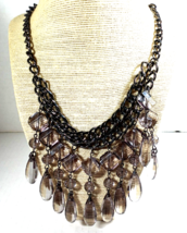 Vintage Victorian Style Chain and GREY Acrylic hanging Cascades Necklace... - £13.75 GBP