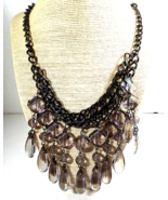 Vintage Victorian Style Chain and GREY Acrylic hanging Cascades Necklace... - £12.90 GBP