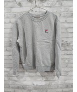 Fila Sweatshirt M Gray Crew Neck Pullover Logo Patch Long Sleeve Heather - $380.59 MXN