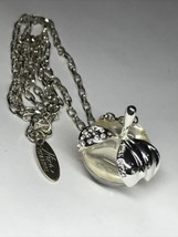 Nina Ricci Vintage Signed Pendant Necklace Apple Rhinestone Diamante Rare 30” - £51.95 GBP