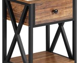 Vecelo Contemporary Side End Table, Nightstand Shelves With Bin Drawer, ... - $51.99