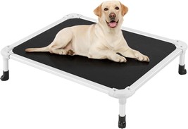 Chew Proof Elevated Dog Bed - Cooling Raised Pet Cot - Silver Aluminum Frame And - £42.79 GBP