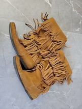 MINNETONKA 3 Tier Fringe Chestnut Brown Suede Mid Calf Boots Size 8 - £22.06 GBP