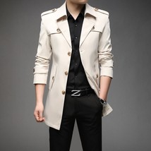 New Spring Men Trench Fashion Eng Style Long Trench Coats Mens Casual Outerwear  - £67.95 GBP
