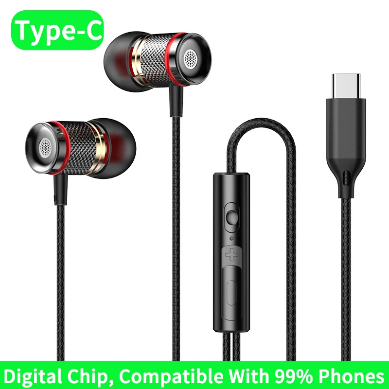 9D HIFI Heavy Bass Earphone 3.5MM AUX/Type-C Digital Chip 7.1 Surround Stereo Wi - £8.38 GBP