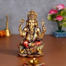 Lord Ganesha Sitting On Lotus Statue for Home Temple Pooja/puja mandir 7&quot; - £59.36 GBP