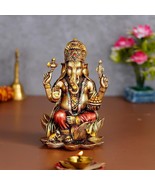 Lord Ganesha Sitting On Lotus Statue for Home Temple Pooja/puja mandir 7&quot; - £59.27 GBP