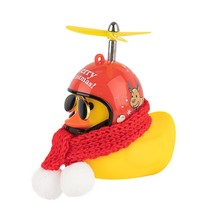 Chrismas Car Accessories Broken Wind Helmet Small Yellow Duck with Scarf Festiva - £28.74 GBP