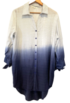 indigo Soul Tye Dyed Shirt Womens XL Asymmetric Hem Bow Tie Sleeves Bohe... - £27.16 GBP