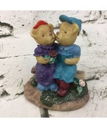 Vintage Resin Figurine Kissing Teddys Bears On Bench Collectible Decor - £7.77 GBP