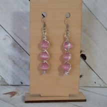 Pink Cat&#39;s Eye Bead Earrings - £15.81 GBP