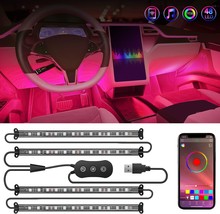 4PCS USB Interior Car Lights 48 LEDs RGB LED Lights with App Control Music Sound - £40.33 GBP