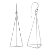 Modern Geometry Three-Sided Pyramid Sterling Silver Dangle Earrings - £11.46 GBP