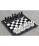 Handmade White &amp; Black Marble Chess Board Classic Strategy Game Set, Mar... - £173.83 GBP