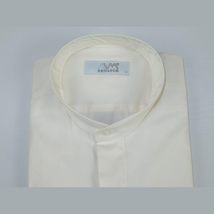 Mens CEREMONIA Pastor Shirt 100% Cotton Turkey Banded Collar #stn 17 hyk Ivory image 4