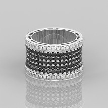 8.75Ct Round Black &amp; White Cubic Zirconia 925 Sterling Silver Men&#39;s Wedding Ring - £129.88 GBP