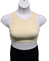 SKIMS  Womens Small Cotton Rib Knit Super Crop Tank Top Ivory Scoop Neck - $26.32