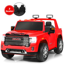 12V 2-Seater Licensed GMC Kids Ride On Truck RC Electric Car w/Storage Box Red - £469.21 GBP