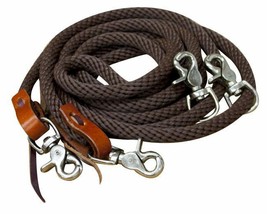 English or Western Saddle Horse Braide Brown 5/8&quot; Nylon Yacht Rope Draw ... - £16.03 GBP