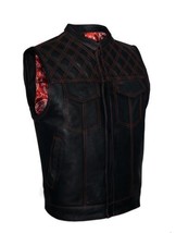 Men&#39;s Cowhide Leather CLUB VEST Motorcycle Apparel Vest - £76.71 GBP+