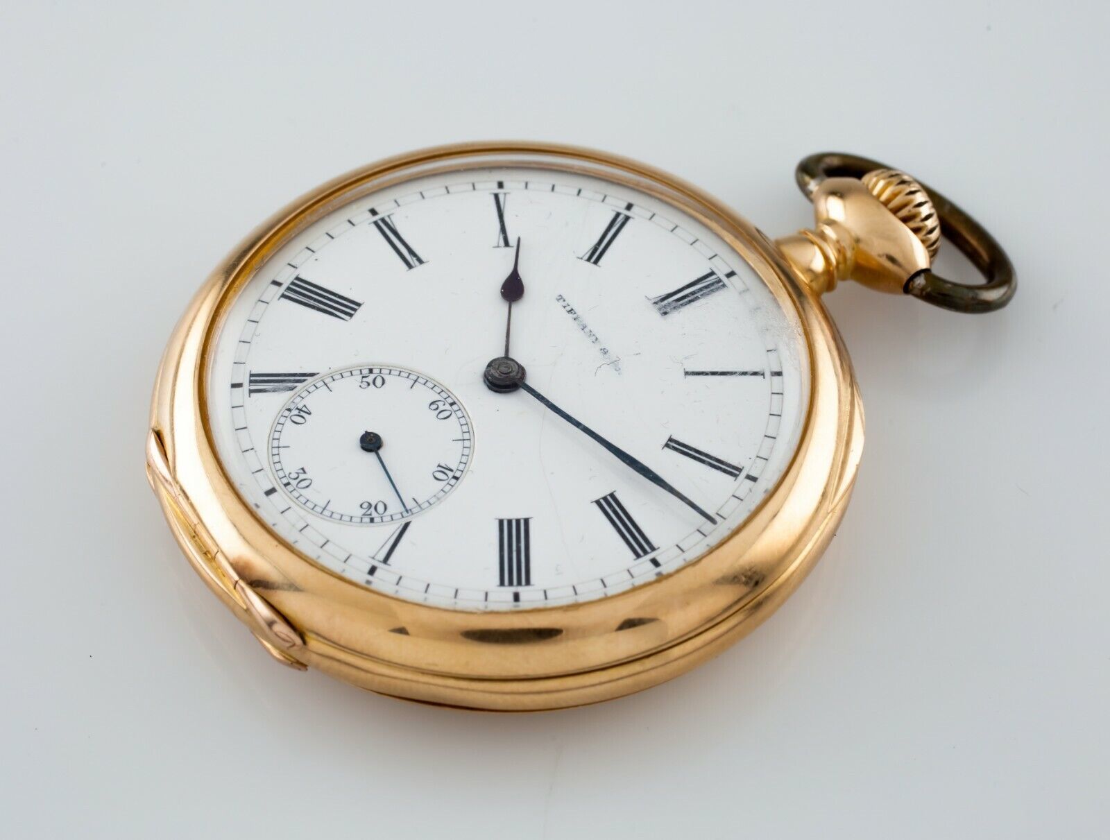 Tiffany & Co. 18k Yellow Gold Pocket Open Face Pocket Watch Size 8 - $3,742.76