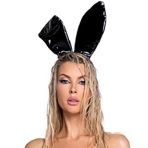 Black Vinyl Bunny Ears Headband Rabbit Costume Accessory Playboy LI148 - £19.48 GBP