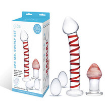 Glas 4-Piece Mr. Swirly Set with Glass Kegel Balls and 3.25 in. Buttplug - £52.43 GBP