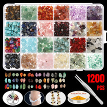 1200Pcs Natural Freeform Gemstone Chip Beads Kit For Jewelry Making DIY ... - £26.72 GBP