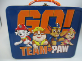 Paw Patrol Tin Lunch Box Carry All Go Team Paw Dark Blue - £5.92 GBP