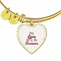 Our Love is Forever Stainless Steel or 18k Gold Circle Bangle Bracelet - £32.67 GBP