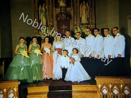 1958 Wedding Party at Altar St Joseph Church Menomonie WI Kodachrome 35mm Slide - £4.35 GBP