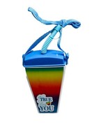 Stay True Stay You Plastic Rainbow Travel Tumbler With Straw/Strap 18 Oz - $14.73